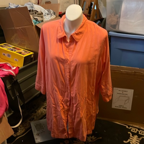 Jessica London Tops - SHIRT- multiple sleeve length Wonderful feel, soft and Wearable Linen/RayonBlend